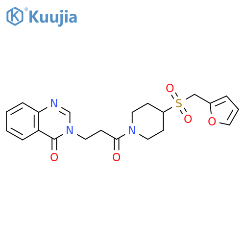 3-(3-{4-(furan-2-yl)methanesulfonylpiperidin-1-yl}-3-oxopropyl)-3,4-dihydroquinazolin-4-one structure