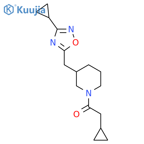 2-cyclopropyl-1-{3-[(3-cyclopropyl-1,2,4-oxadiazol-5-yl)methyl]piperidin-1-yl}ethan-1-one structure