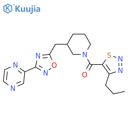 2-(5-{[1-(4-propyl-1,2,3-thiadiazole-5-carbonyl)piperidin-3-yl]methyl}-1,2,4-oxadiazol-3-yl)pyrazine structure