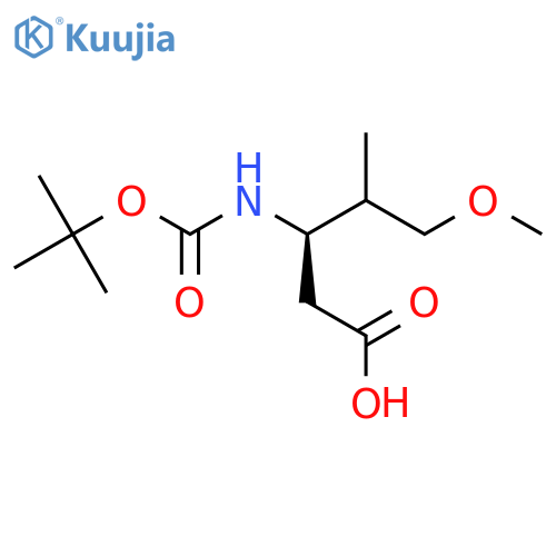 (3R)-3-{(tert-butoxy)carbonylamino}-5-methoxy-4-methylpentanoic acid structure