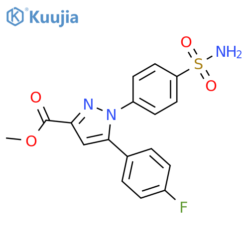1H-Pyrazole-3-carboxylic acid,1-[4-(aminosulfonyl)phenyl]-5-(4-fluorophenyl)-, methyl ester structure