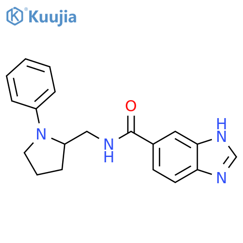 N-(1-phenylpyrrolidin-2-yl)methyl-1H-1,3-benzodiazole-5-carboxamide structure