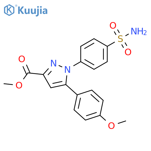 1H-Pyrazole-3-carboxylic acid,1-[4-(aminosulfonyl)phenyl]-5-(4-methoxyphenyl)-, methyl ester structure