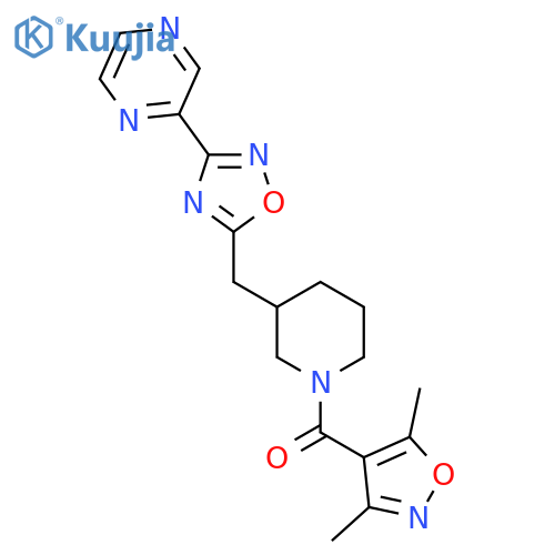2-(5-{[1-(3,5-dimethyl-1,2-oxazole-4-carbonyl)piperidin-3-yl]methyl}-1,2,4-oxadiazol-3-yl)pyrazine structure