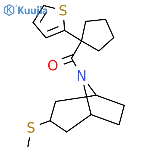 3-(methylsulfanyl)-8-1-(thiophen-2-yl)cyclopentanecarbonyl-8-azabicyclo3.2.1octane structure