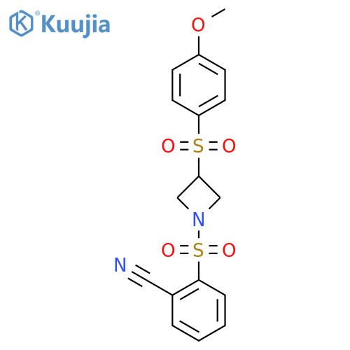2-{3-(4-methoxybenzenesulfonyl)azetidin-1-ylsulfonyl}benzonitrile structure