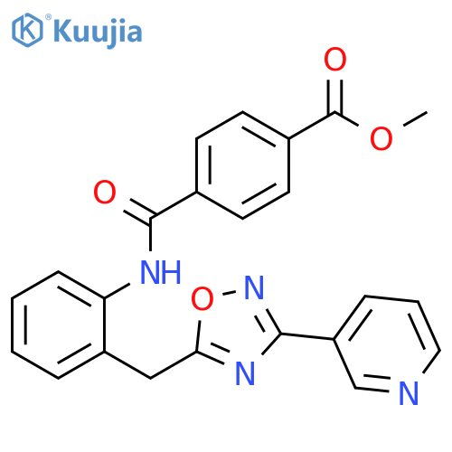 methyl 4-[(2-{[3-(pyridin-3-yl)-1,2,4-oxadiazol-5-yl]methyl}phenyl)carbamoyl]benzoate structure