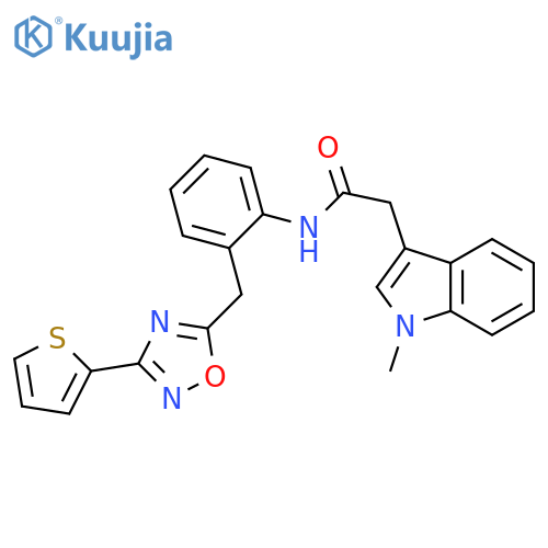 2-(1-methyl-1H-indol-3-yl)-N-(2-{[3-(thiophen-2-yl)-1,2,4-oxadiazol-5-yl]methyl}phenyl)acetamide structure