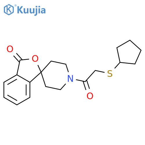 1'-(2-cyclopentylsulfanylacetyl)spiro[2-benzofuran-3,4'-piperidine]-1-one structure
