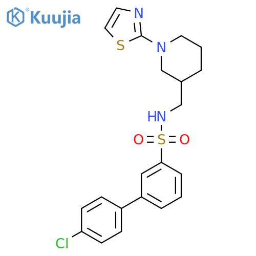 4'-chloro-N-((1-(thiazol-2-yl)piperidin-3-yl)methyl)-[1,1'-biphenyl]-3-sulfonamide structure