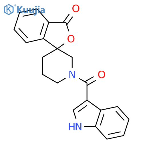 1'-(1H-indole-3-carbonyl)-3H-spiro2-benzofuran-1,3'-piperidine-3-one structure