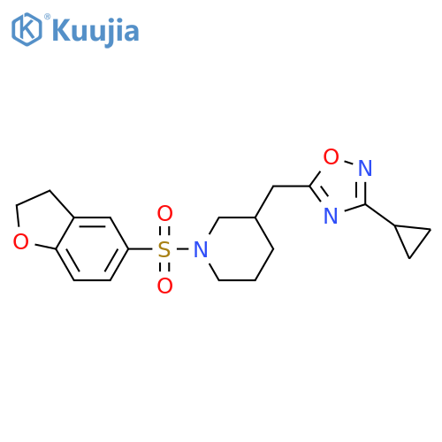 3-[(3-cyclopropyl-1,2,4-oxadiazol-5-yl)methyl]-1-(2,3-dihydro-1-benzofuran-5-sulfonyl)piperidine structure