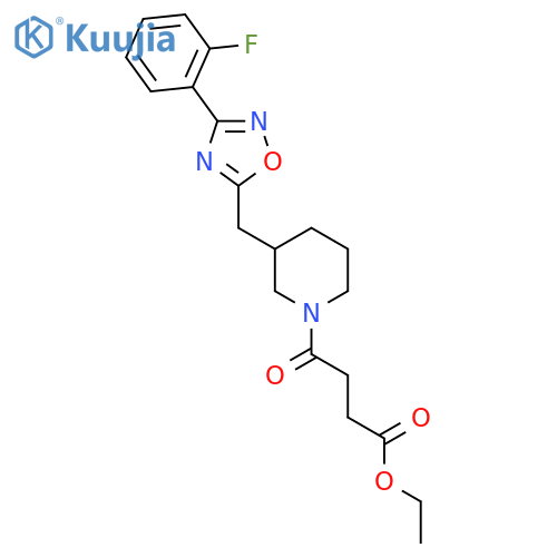ethyl 4-(3-{[3-(2-fluorophenyl)-1,2,4-oxadiazol-5-yl]methyl}piperidin-1-yl)-4-oxobutanoate structure