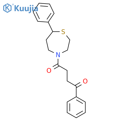 1-phenyl-4-(7-phenyl-1,4-thiazepan-4-yl)butane-1,4-dione structure