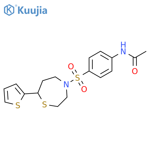 N-(4-{[7-(thiophen-2-yl)-1,4-thiazepan-4-yl]sulfonyl}phenyl)acetamide structure