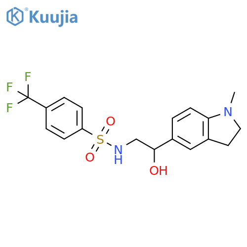 N-[2-hydroxy-2-(1-methyl-2,3-dihydro-1H-indol-5-yl)ethyl]-4-(trifluoromethyl)benzene-1-sulfonamide structure