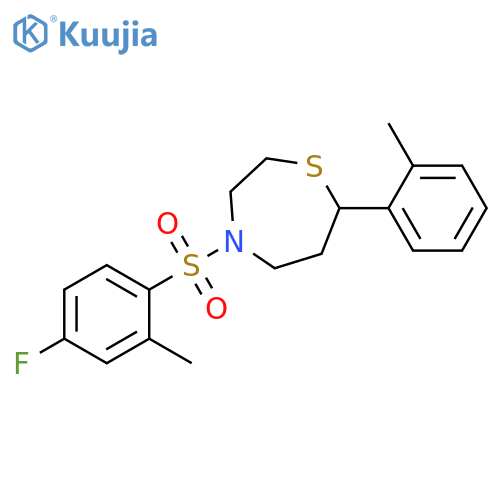 4-(4-fluoro-2-methylbenzenesulfonyl)-7-(2-methylphenyl)-1,4-thiazepane structure