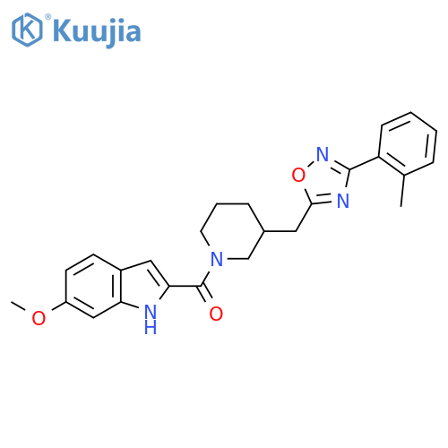 6-methoxy-2-(3-{[3-(2-methylphenyl)-1,2,4-oxadiazol-5-yl]methyl}piperidine-1-carbonyl)-1H-indole structure