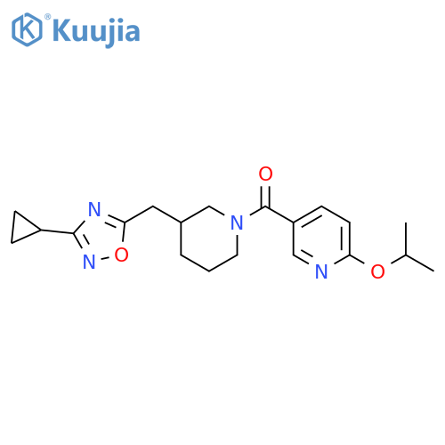 5-{3-[(3-cyclopropyl-1,2,4-oxadiazol-5-yl)methyl]piperidine-1-carbonyl}-2-(propan-2-yloxy)pyridine structure