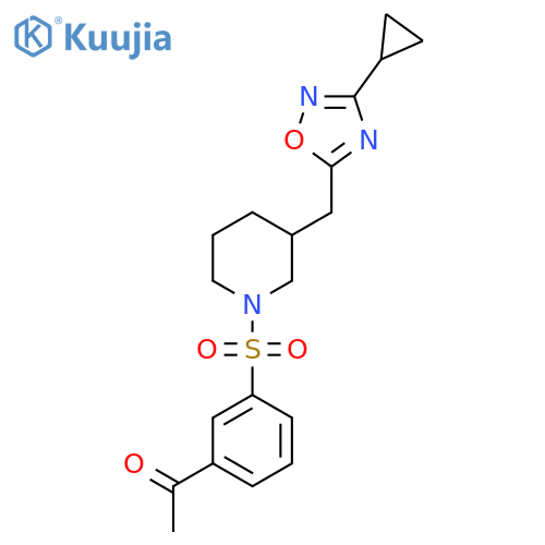 1-[3-({3-[(3-cyclopropyl-1,2,4-oxadiazol-5-yl)methyl]piperidin-1-yl}sulfonyl)phenyl]ethan-1-one structure
