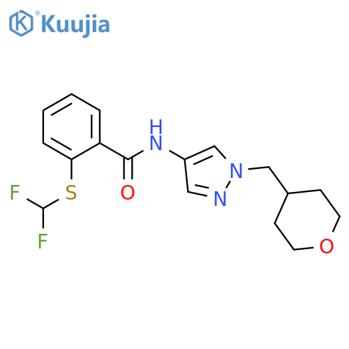 2-(difluoromethylsulfanyl)-N-[1-(oxan-4-ylmethyl)pyrazol-4-yl]benzamide structure