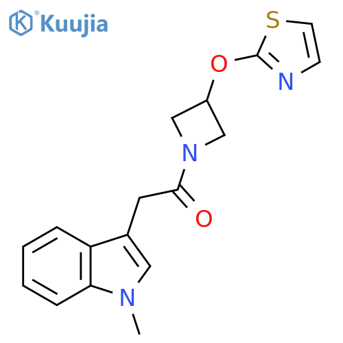 2-(1-methyl-1H-indol-3-yl)-1-(3-(thiazol-2-yloxy)azetidin-1-yl)ethanone structure