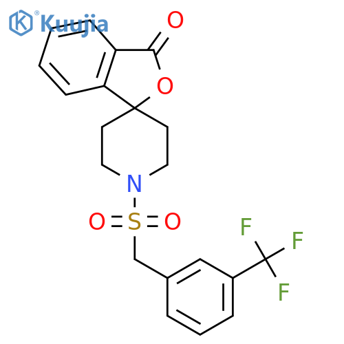 1'-{3-(trifluoromethyl)phenylmethanesulfonyl}-3H-spiro2-benzofuran-1,4'-piperidine-3-one structure