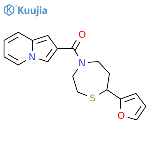 2-[7-(furan-2-yl)-1,4-thiazepane-4-carbonyl]indolizine structure