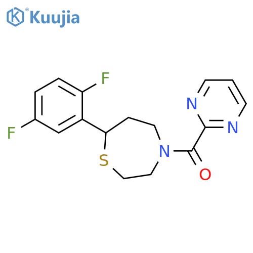 7-(2,5-difluorophenyl)-4-(pyrimidine-2-carbonyl)-1,4-thiazepane structure