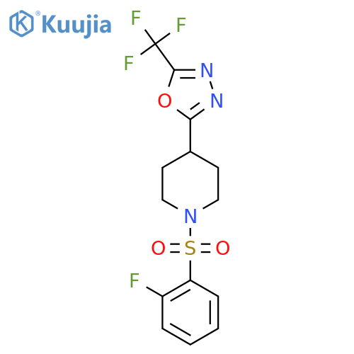 1-(2-fluorobenzenesulfonyl)-4-5-(trifluoromethyl)-1,3,4-oxadiazol-2-ylpiperidine structure