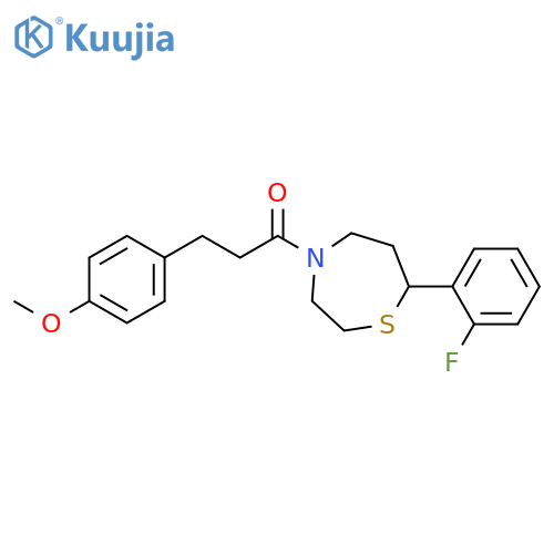 1-[7-(2-fluorophenyl)-1,4-thiazepan-4-yl]-3-(4-methoxyphenyl)propan-1-one structure