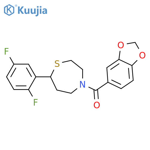 4-(2H-1,3-benzodioxole-5-carbonyl)-7-(2,5-difluorophenyl)-1,4-thiazepane structure
