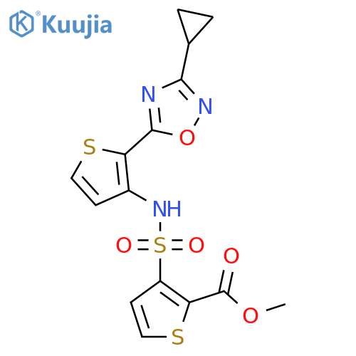 methyl 3-{2-(3-cyclopropyl-1,2,4-oxadiazol-5-yl)thiophen-3-ylsulfamoyl}thiophene-2-carboxylate structure
