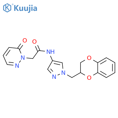 N-[1-(2,3-dihydro-1,4-benzodioxin-3-ylmethyl)pyrazol-4-yl]-2-(6-oxopyridazin-1-yl)acetamide structure