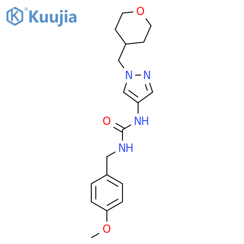 1-(4-methoxybenzyl)-3-(1-((tetrahydro-2H-pyran-4-yl)methyl)-1H-pyrazol-4-yl)urea structure