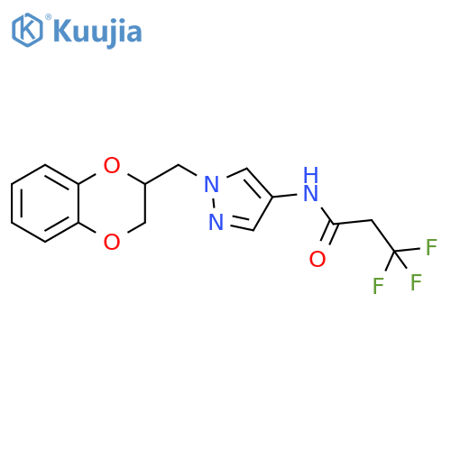 N-[1-(2,3-dihydro-1,4-benzodioxin-3-ylmethyl)pyrazol-4-yl]-3,3,3-trifluoropropanamide structure
