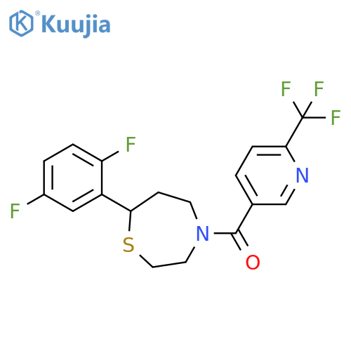 7-(2,5-difluorophenyl)-4-[6-(trifluoromethyl)pyridine-3-carbonyl]-1,4-thiazepane structure