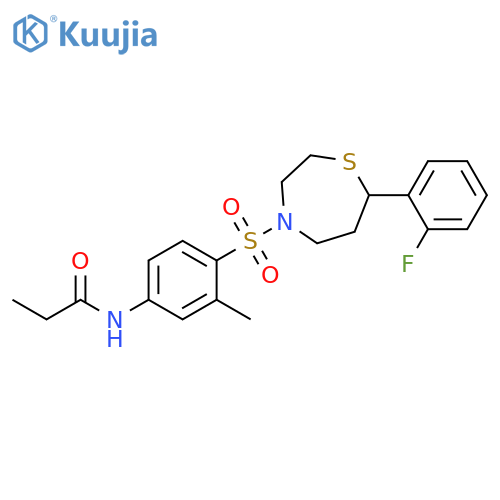 N-(4-{[7-(2-fluorophenyl)-1,4-thiazepan-4-yl]sulfonyl}-3-methylphenyl)propanamide structure