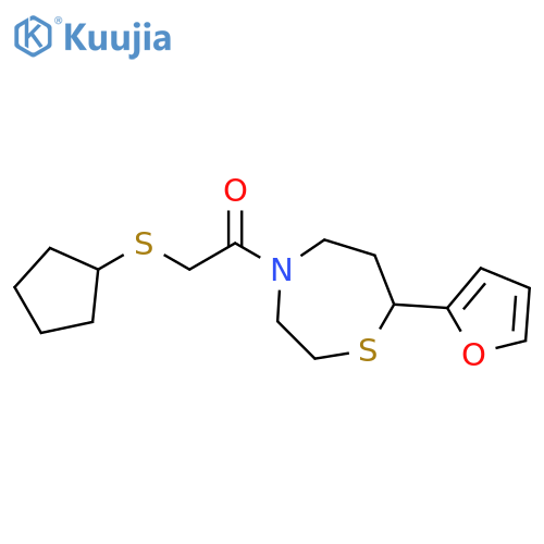 2-(cyclopentylsulfanyl)-1-[7-(furan-2-yl)-1,4-thiazepan-4-yl]ethan-1-one structure
