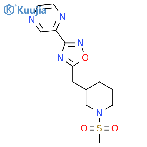 2-{5-[(1-methanesulfonylpiperidin-3-yl)methyl]-1,2,4-oxadiazol-3-yl}pyrazine structure