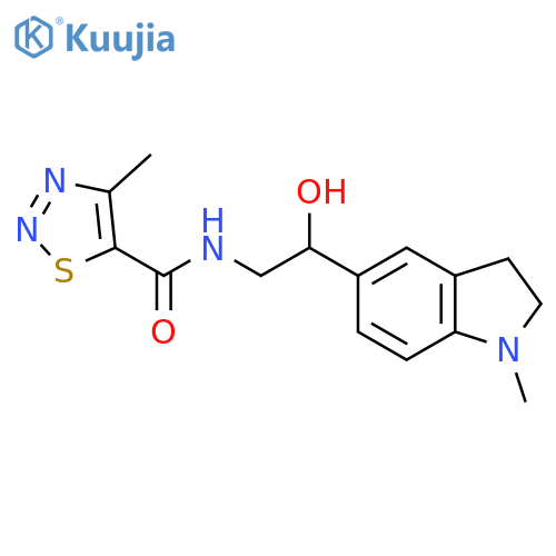 N-2-hydroxy-2-(1-methyl-2,3-dihydro-1H-indol-5-yl)ethyl-4-methyl-1,2,3-thiadiazole-5-carboxamide structure