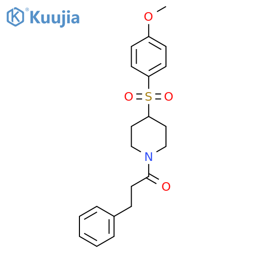 1-4-(4-methoxybenzenesulfonyl)piperidin-1-yl-3-phenylpropan-1-one structure