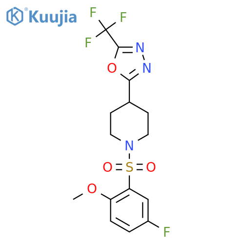 1-(5-fluoro-2-methoxybenzenesulfonyl)-4-5-(trifluoromethyl)-1,3,4-oxadiazol-2-ylpiperidine structure