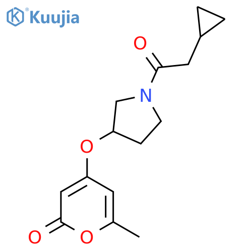 4-((1-(2-cyclopropylacetyl)pyrrolidin-3-yl)oxy)-6-methyl-2H-pyran-2-one structure