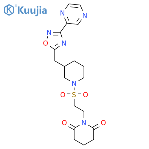 1-{2-[(3-{[3-(pyrazin-2-yl)-1,2,4-oxadiazol-5-yl]methyl}piperidin-1-yl)sulfonyl]ethyl}piperidine-2,6-dione structure