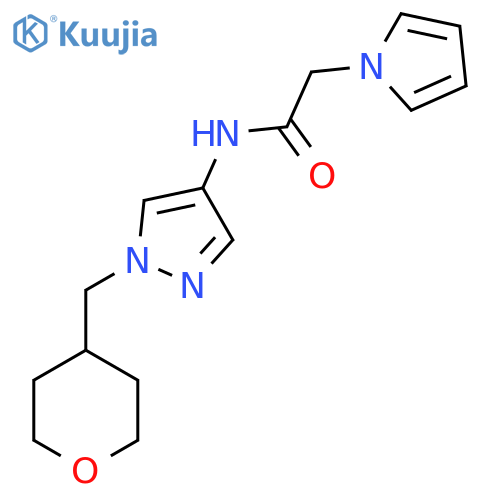 2-(1H-pyrrol-1-yl)-N-(1-((tetrahydro-2H-pyran-4-yl)methyl)-1H-pyrazol-4-yl)acetamide structure