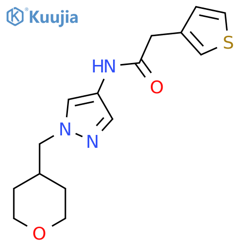 N-(1-((tetrahydro-2H-pyran-4-yl)methyl)-1H-pyrazol-4-yl)-2-(thiophen-3-yl)acetamide structure