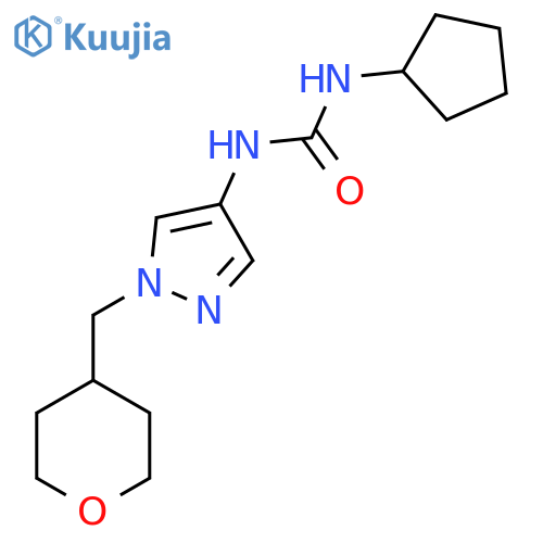 1-cyclopentyl-3-(1-((tetrahydro-2H-pyran-4-yl)methyl)-1H-pyrazol-4-yl)urea structure