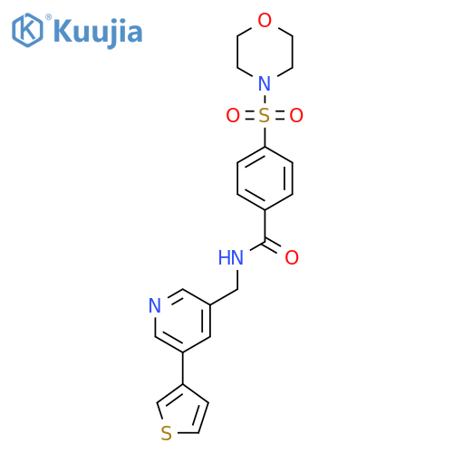 4-(morpholinosulfonyl)-N-((5-(thiophen-3-yl)pyridin-3-yl)methyl)benzamide structure