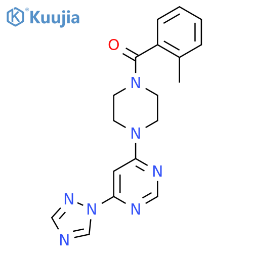 (4-(6-(1H-1,2,4-triazol-1-yl)pyrimidin-4-yl)piperazin-1-yl)(o-tolyl)methanone structure